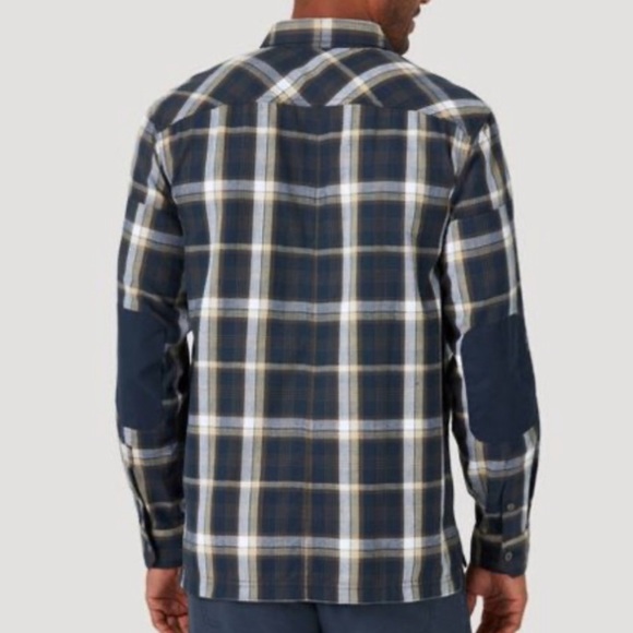 NWOT! ATG Wrangler plaid button up shirt with elbow patches - Picture 2 of 8